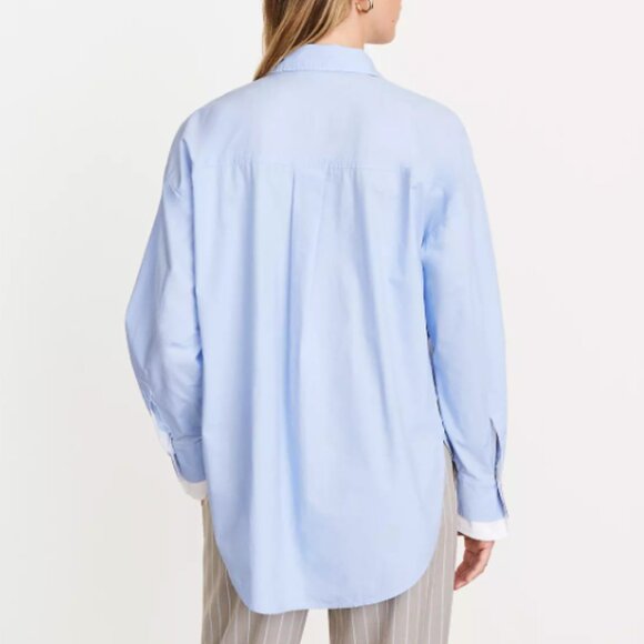 LOFT Versa Poplin Oversized Double Cuff Button Down Tunic Shirt Size Medium M - Picture 4 of 10